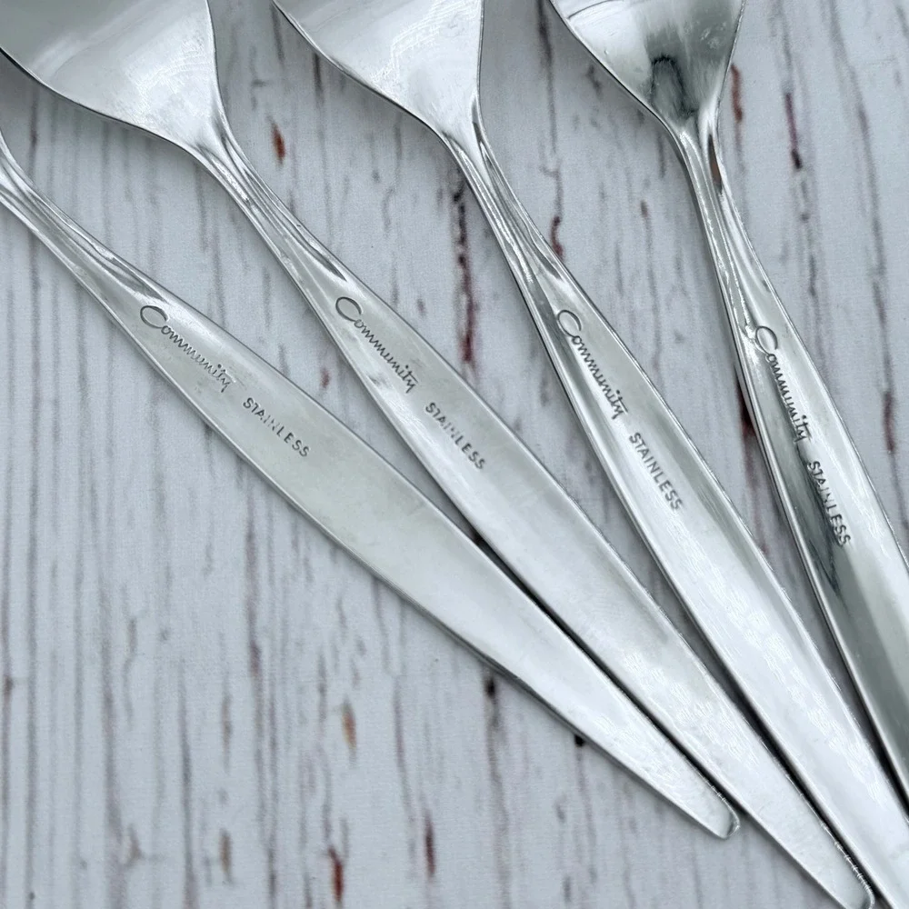 Oneida‎ Community Stainless Venetia 4 Cocktail Seafood Forks 6 Inch MCM 1968